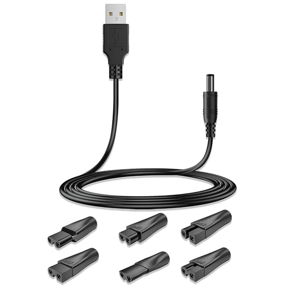Electric Beard Trimmer Charger Set with Fast Charging USB Power Cord for Grooming Tools, 6pcs