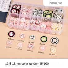 (Package 4, 12.5-18mm color random style 5#100 pieces) 100pcs boxed colorful buttons