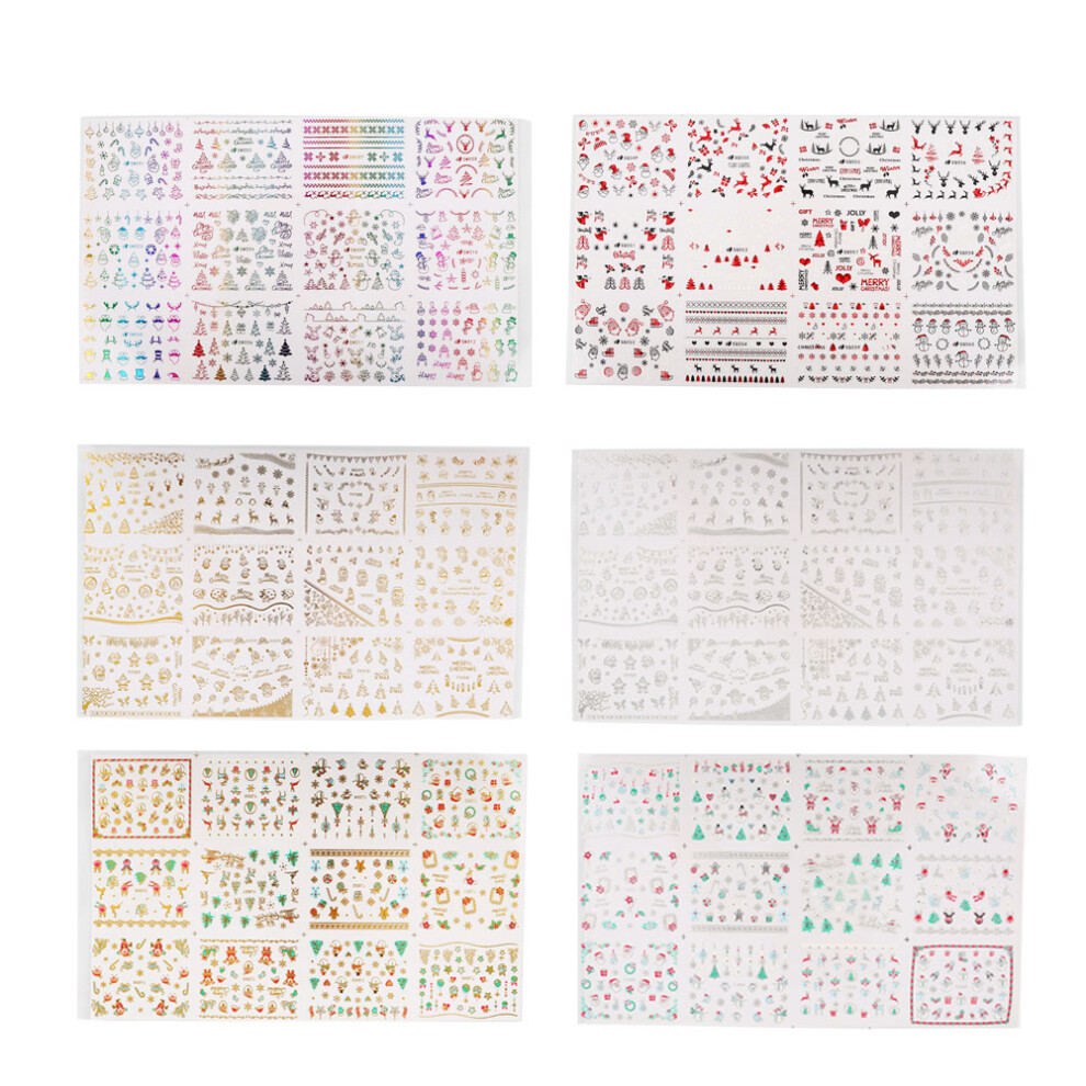 Shiny Nail Art Stickers, Self-Adhesive Decals for Charming DIY Design Manicure Decoration, 6PCS Small Size Quality Material For Halloween Parties