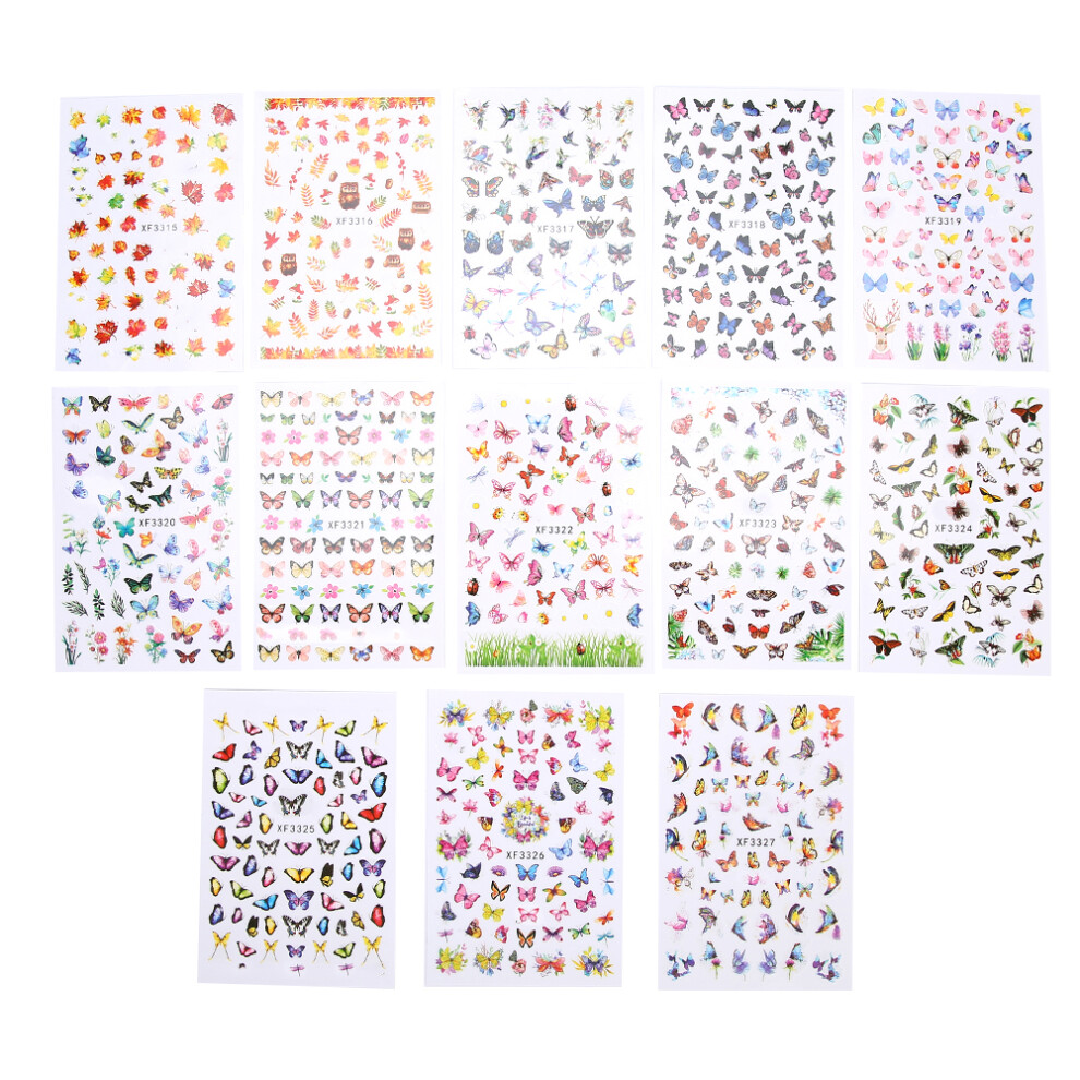 Nail Trial Friendly Butterfly Nail Stickers Non-Toxic Self-Adhesive Nail Art Decals for Kids and Adults For Halloween Parties For Nightclubs
