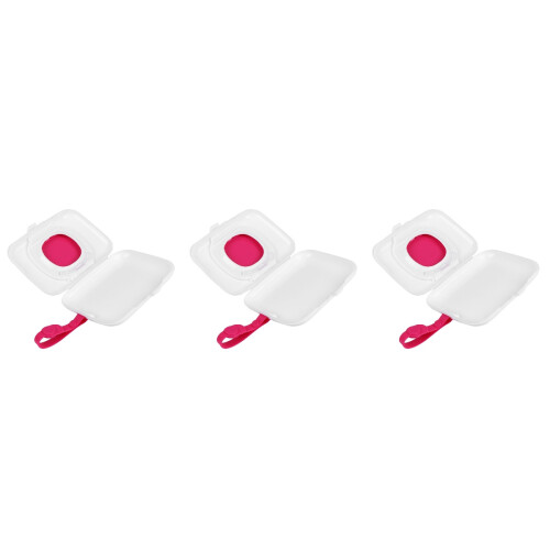 3Pièces Étui Lingettes Bébé Portable Rose Durable 2