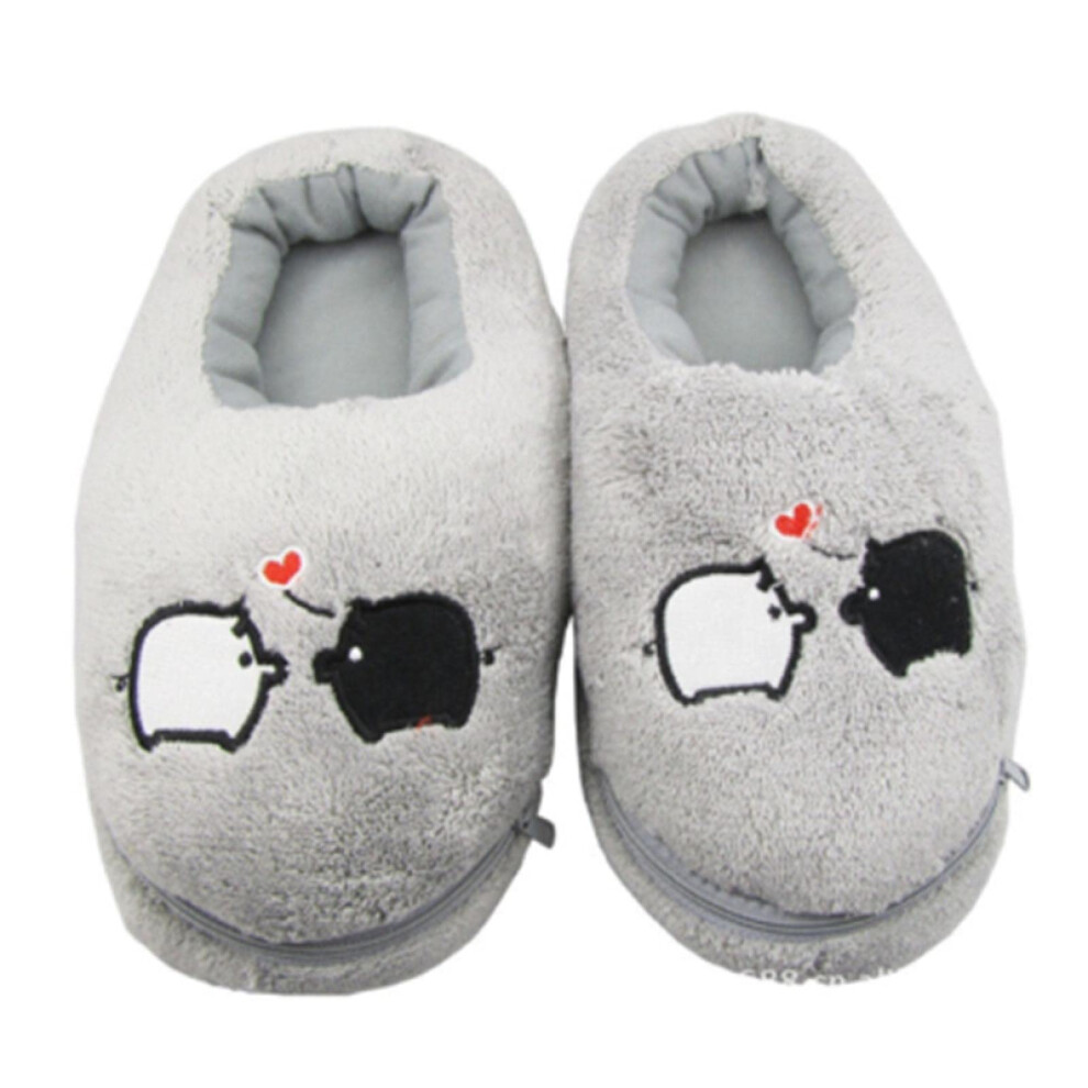 USB Heated Plush Slippers for Winter Electric Foot Warmer Shoes with Cute Rabbit Design