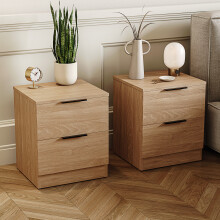 (Pine) Trega 2 Drawer Bedside Cabinets Wooden Set of 2