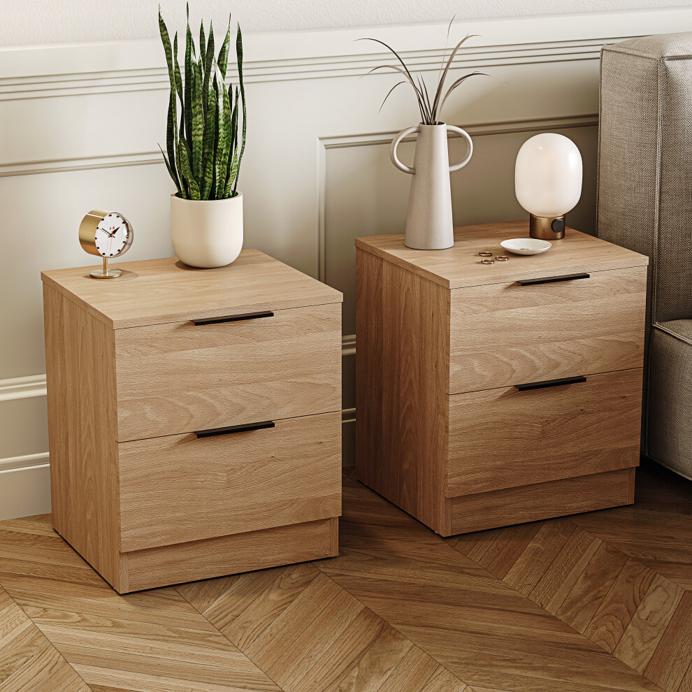Vida Designs (Pine) Trega 2 Drawer Bedside Cabinets Wooden Set Of 2