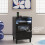 (Black) Bedside Table Nightstand Charging Station 5