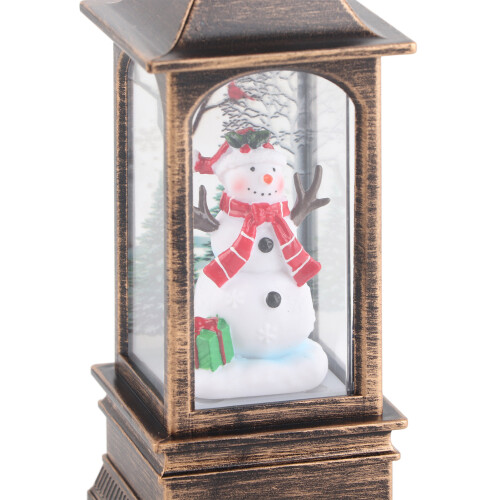 Lighted Snow Globe Lantern – PVC Snowman Decor, Battery Powered 1