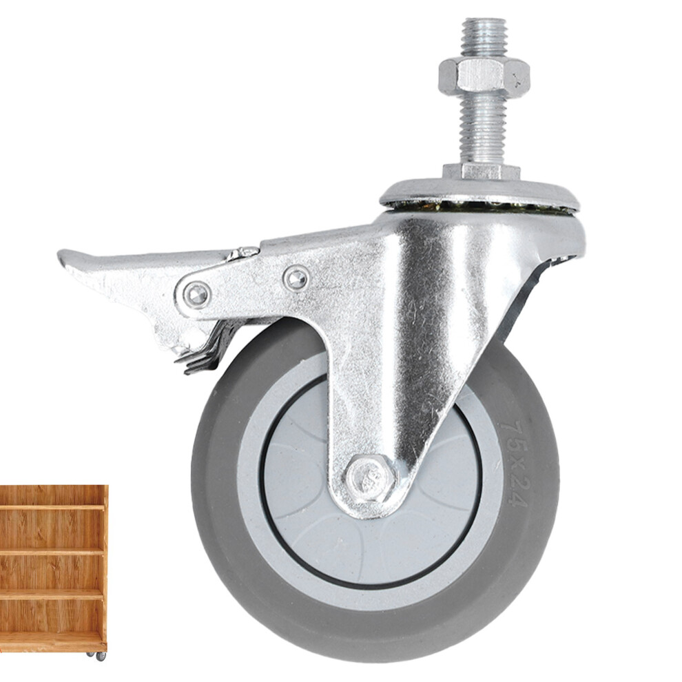 Pvc Durable Caster Wheels 3Â For Shelves Strong Bearing With Brakes 6911377482006
