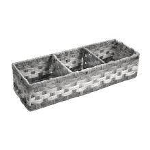 Bathroom Storage Baskets Toilet Paper Storage Basket With 3Divider, Rustic Woven Plastic Organizer For Bathroom