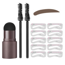 Kit pentru modelarea sprâncenelor, pudră pentru sprâncene cu aspect natural și rezistentă la apă pentru aplicare rapidă, șabloane de lungă