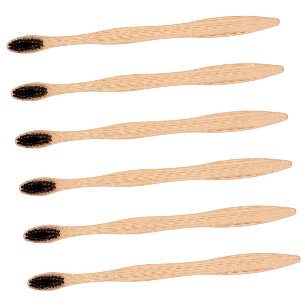 Biodegradable Natural Bamboo Toothbrush 6Pack Soft Bristles Travel Size For Adults And Family Use