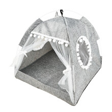 Portable Folding Pet Tent Houses Cats Dogs House-dark gray L