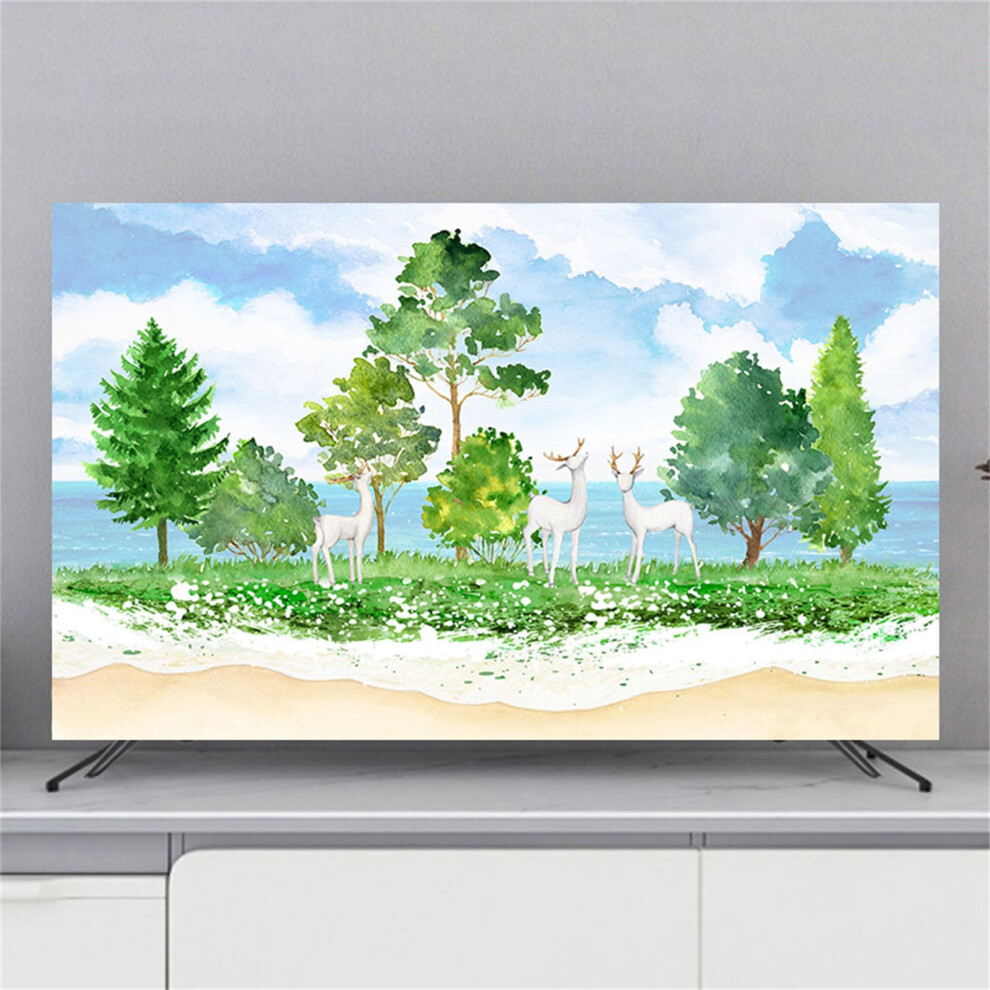 Tv Dust Cover 55 Inch, Universal Elastic Breathable Tv Screen Protector With 3D Sea View Design 9187378592960