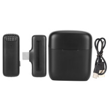 Draadloze microfoon voor video-opnames, kristalheldere audio, dasspeldmicrofoon met 2,4 GHz digitale transmissie, plug-and-play, dubbele draadloze