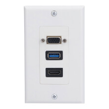 Placa de parede HDMI com componentes de áudio e vídeo, USB, tomada de montagem HDMI, painel de conexão multimídia, gerenciamento de cabos, placa