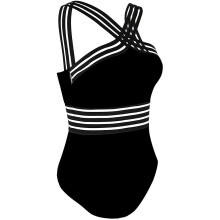 Damemonokini, badetøj med krydset front og fuldt foret badedragt, konstruktion, slankende badedragter med høj talje.