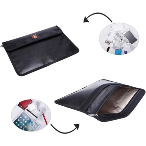 Fire Resistant Document Holder Bag Fireproof Fiberglass Material Waterproof Seal Large (L) 2