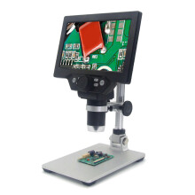 LCD Digital Microscope 1200X Magnification, 1080P 12MP, 8 Adjustable LEDs, 10mm Working Distance, Phone and Watch