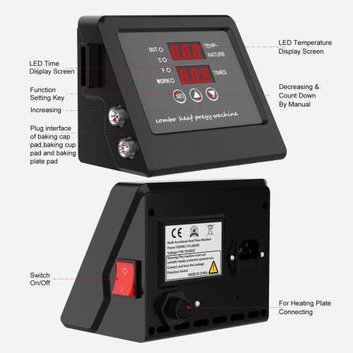 Swing Away Heat Transfer Machine Digital LED Temperature Controller
