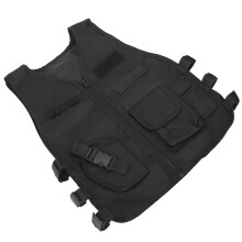 Kids Breathable Shooting Vest Adjustable Outdoor Security Training Vest Black L