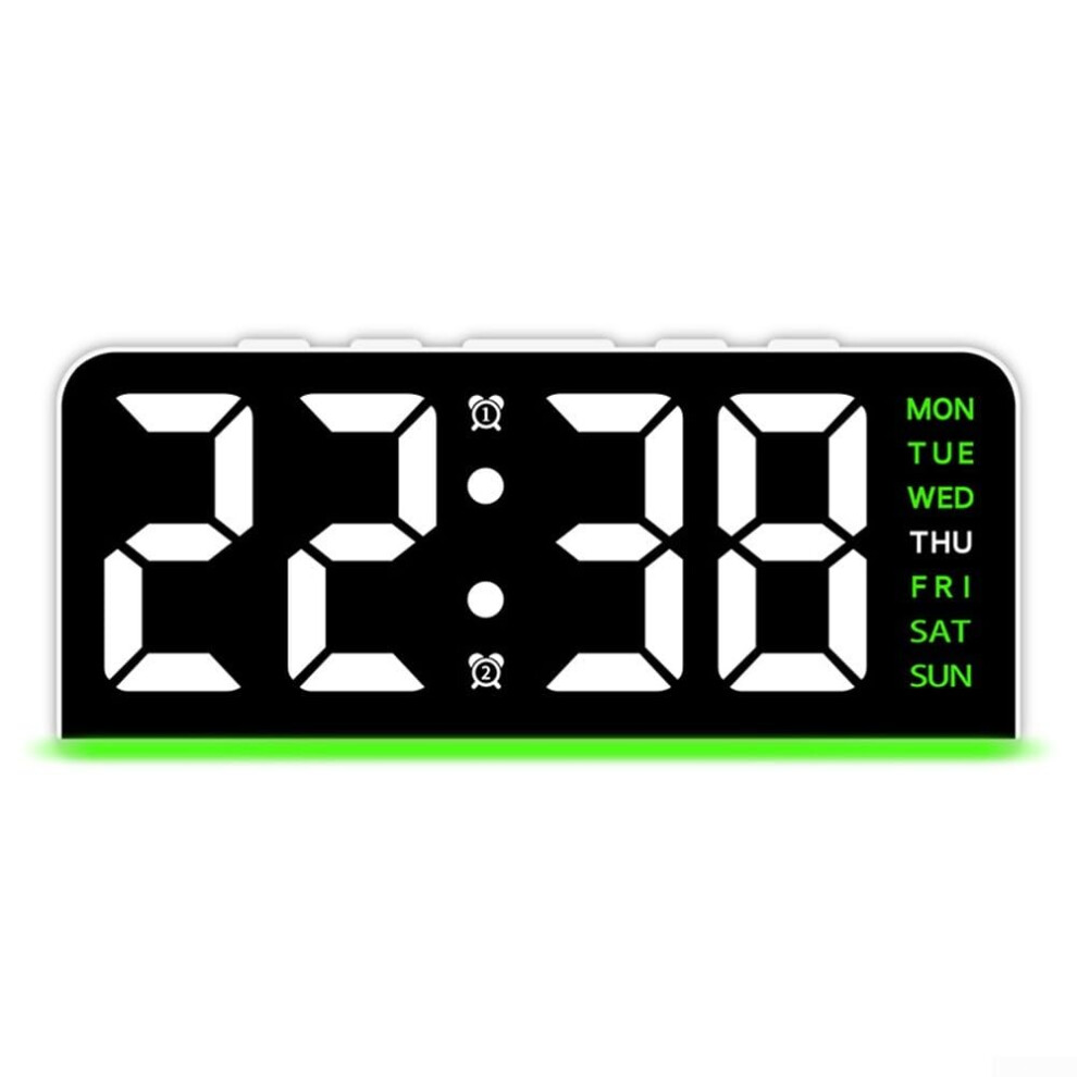 MultiFunction Ambient Light LED Digital Alarm Clock With Adjustable Brightness And Battery Backup For Bedroom Green