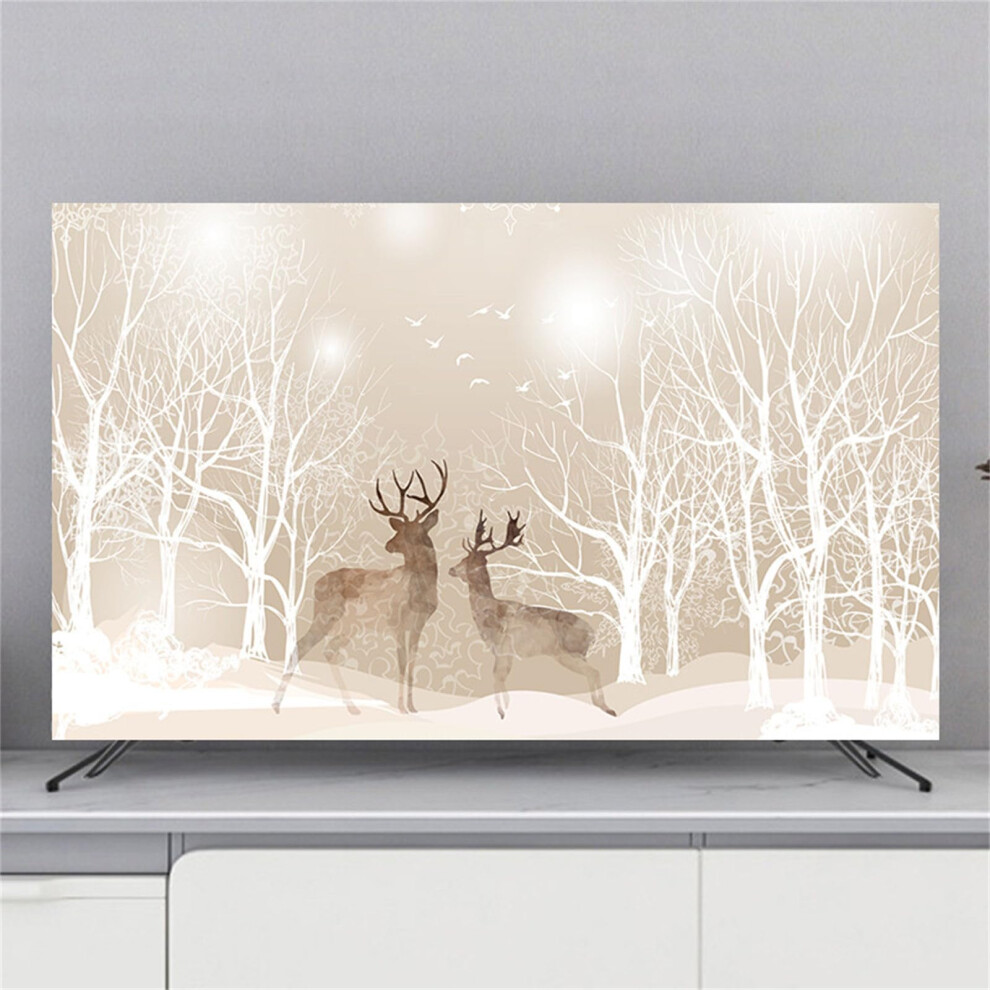 Tv Dust Cover 70 Inch Elk Pattern Breathable Fabric Flat Screen Protector Stylish Design 9187378595176