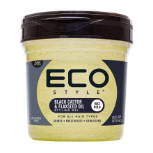 Eco Style, Stilgel, Max Hold, Alla Hårtyper, Svart Kastor & Flaxseed Oil, 16 oz (454 g)