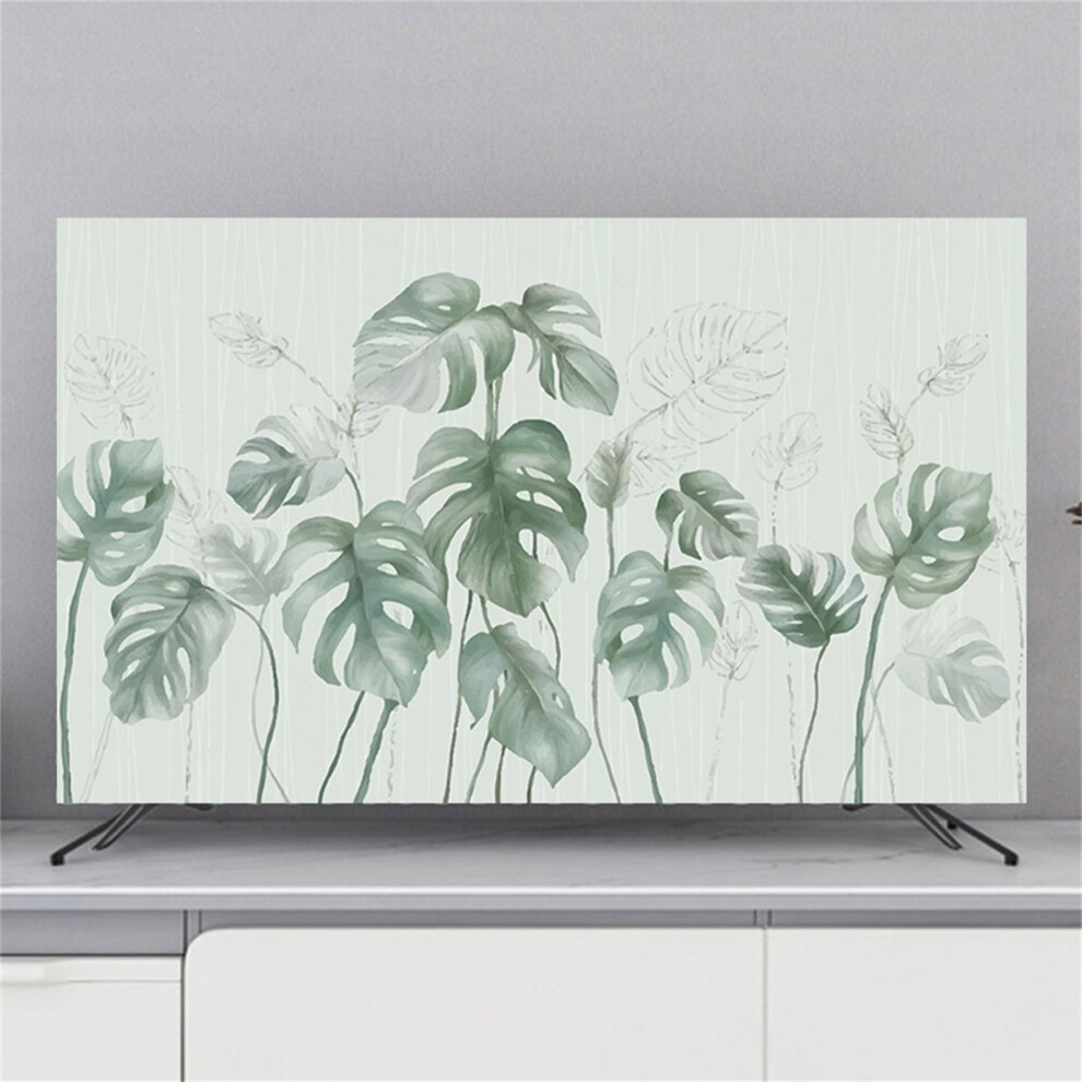 Tv Cover 3280 Inch Universal Stretch Decorative Dust Cover With 3D Plant Pattern Leaf Green 9187378595619