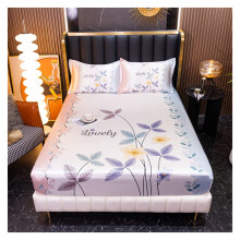 Ice Silk Satin Bed Sheet King 180x200x30cm Cartoon Fitted Sheet For Kids Ice Cooling Summer Mattress Cover