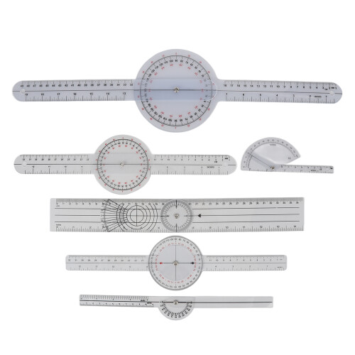 Adjustable Angle Protractor with Multi Scale Display, Transparent Orthopedic Angle Ruler for Wide Application Goniometer Use, Plastic Goniometer for
