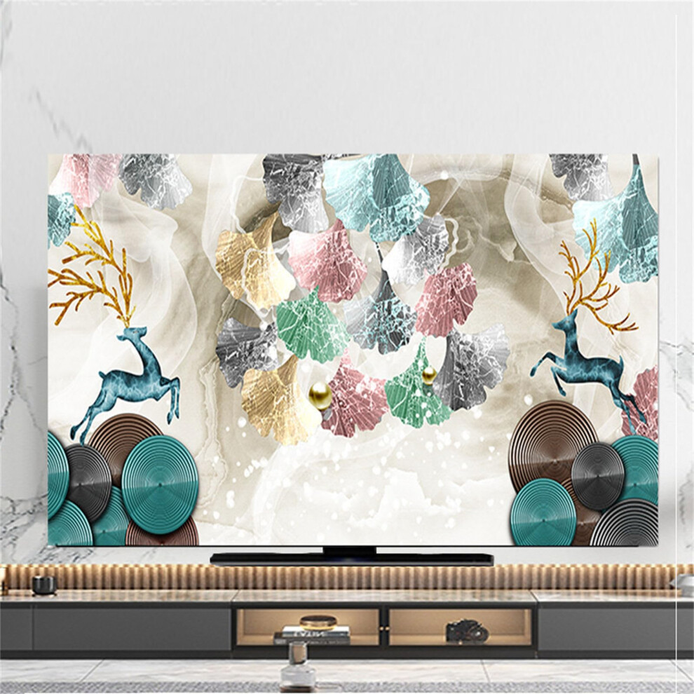 Tv Dust Cover Elastic Screen Protector 3280 Inch Breathable Fabric Ginkgo Biloba Design 9199774238687