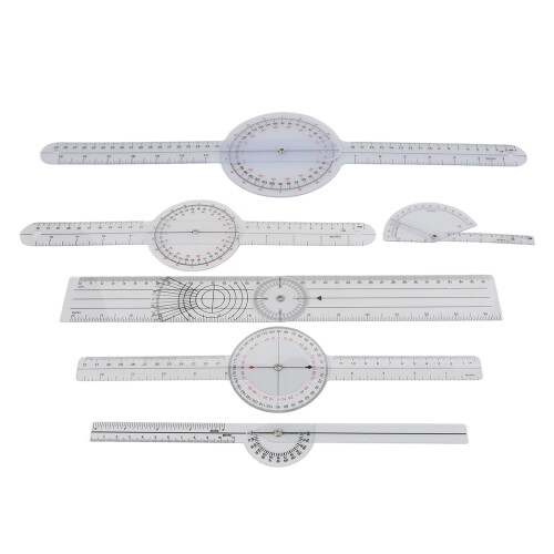 Adjustable Angle Protractor with Multi Scale Display, Transparent Orthopedic Angle Ruler for Wide Application Goniometer Use, Plastic Goniometer for 1