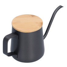 Caffettiera in acciaio inossidabile da 350 ml, beccuccio di 195 mm, nera