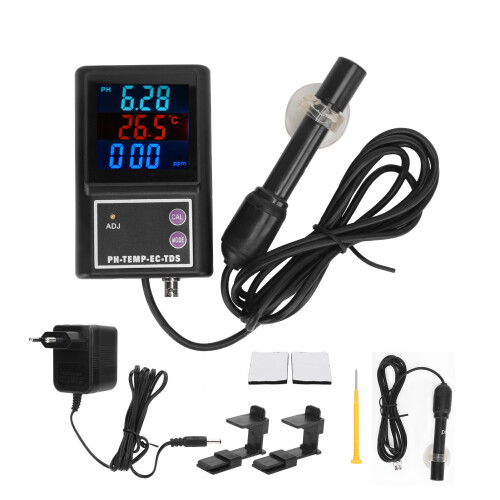 With Suction Cup Replacement Probe For PH Meter, Sensitive Bulb BNC Connector Long Cable Electrode Sensor Kit Automatic Temperature Compensation