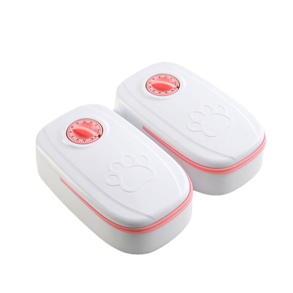 Convenient Cat Timed Feeder Dry/Wet Food Dispenser, For- B Pink