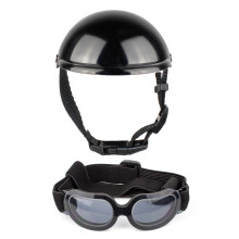 Dog Headgear and Goggles Set Puppy Helmet for Outdoor-C S