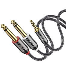3.5mm to 6.35mm Audio Cable GoldPlated Mini Jack TRS to Dual TS Mono YSplitter Nylon Braided 4.5 m Laptop Home Theater