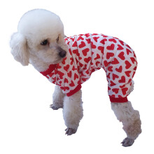Liebes-Herz-Druck-Haustier-Hemd-Frühlings-Hundekleidung-M Rot