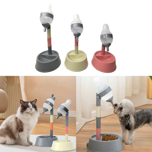 Dog Standing Water Dispenser Height Adjustable Large-Pink 2