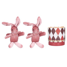 Conjunto de chupeta de borracha natural para chá de bebê e batizados, coelho de pelúcia removível com acabamento requintado, rosa (grande