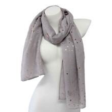 Sjaals voor dames, glittersjaals met sterrenmotief, lichtgewicht omslagdoek met folieprint, geschikt voor bruiloften, met sterren en manen.