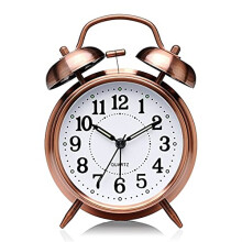 Alarm Clocks Twin Bell Metal Analog Silent Table Desk Clock With Night Light Battery Operated Vintage Small Design