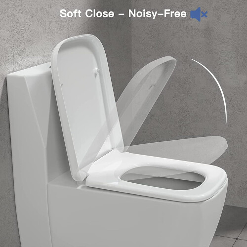 Square Soft Close Toilet Seat White with Quick Release Hinges, Adjustable  Fixing 36x45cm 2