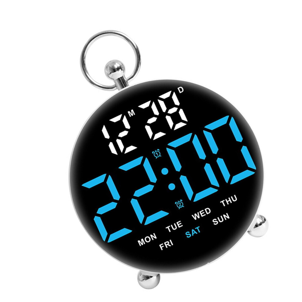 LED Alarm Clock With Clear Display, Double Alarm, Desktop Multifunctional Clock, Blue