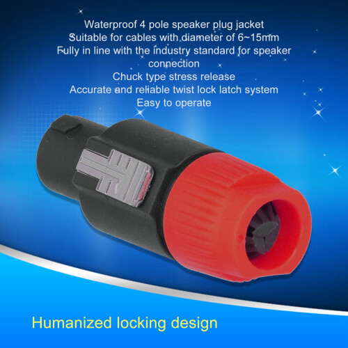 4Pcs 4-Pole Twist Lock Speaker Cable Connector for Audio Amplifiers CNL4FC Red 2