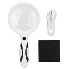 Oplaadbare vergrootglas met LED-verlichting, groot gezichtsveld, instelbare helderheid, aanraakbediening, lichtgewicht en draagbaar voor dagelijks