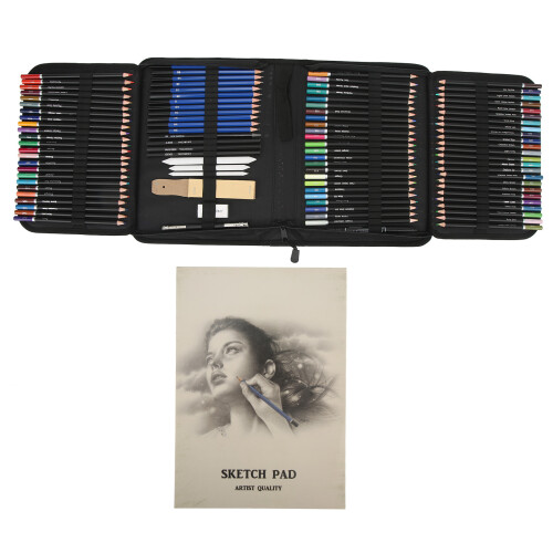 Colored Pencils Variety for Artists, Premium Art Supplies in Complete Sketching Kit with Step-by-Step Tutorial and Multi-Surface Compatible Tools