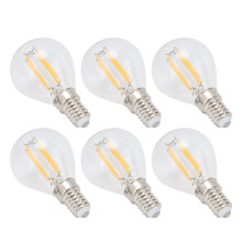 6-Pack E12 4W G45 Vintage Filament LED Bulbs, 8x4.5cm Clear Warm Light