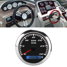Car Marine Boat Tachometer Gauge 85mm IP67 Stainless Steel Black