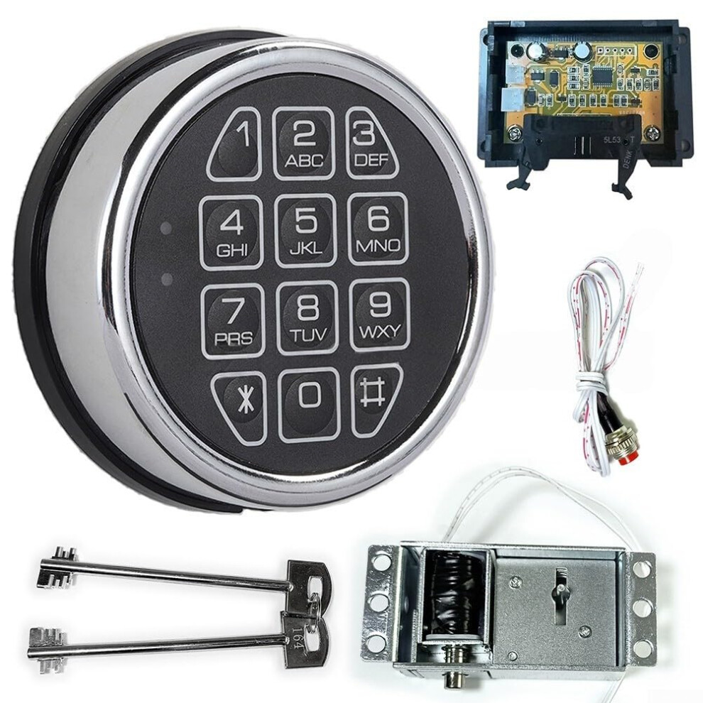 Electronic Safe Lock With Digital Keypad Access, Fireresistant, Dual Override Keys For Home Office 9187378600535
