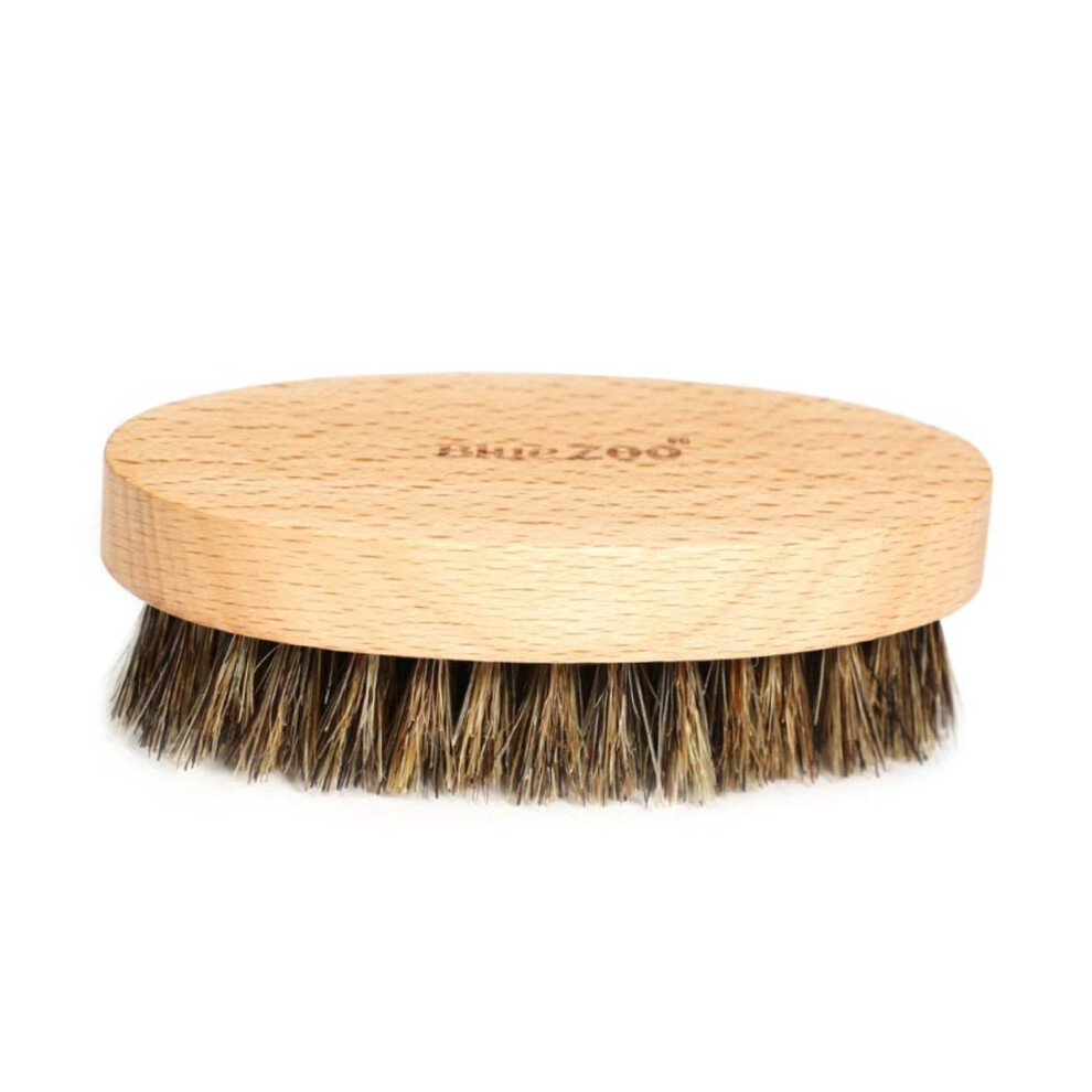 Natural Boar Bristle Beard Brush for Men with Soft Mustache Bristles and Beech Wood Handle